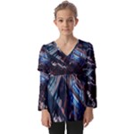 Fractal Cube 3d Art Nightmare Abstract Kids  V Neck Casual Top