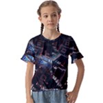 Fractal Cube 3d Art Nightmare Abstract Kids  Cuff Sleeve Scrunch Bottom T-Shirt