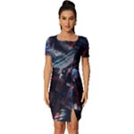 Fractal Cube 3d Art Nightmare Abstract Fitted Knot Split End Bodycon Dress