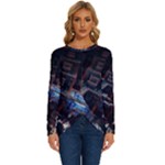 Fractal Cube 3d Art Nightmare Abstract Long Sleeve Crew Neck Pullover Top