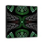 Fractal Green Black 3d Art Floral Pattern Mini Canvas 6  x 6  (Stretched)