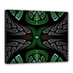 Fractal Green Black 3d Art Floral Pattern Canvas 20  x 16  (Stretched)