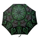 Fractal Green Black 3d Art Floral Pattern Folding Umbrellas