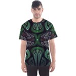 Fractal Green Black 3d Art Floral Pattern Men s Sport Mesh T-Shirt