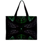 Fractal Green Black 3d Art Floral Pattern Zipper Mini Tote Bag