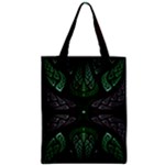 Fractal Green Black 3d Art Floral Pattern Zipper Classic Tote Bag