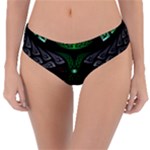 Fractal Green Black 3d Art Floral Pattern Reversible Classic Bikini Bottoms