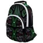 Fractal Green Black 3d Art Floral Pattern Rounded Multi Pocket Backpack