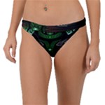 Fractal Green Black 3d Art Floral Pattern Band Bikini Bottoms