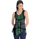 Fractal Green Black 3d Art Floral Pattern Sleeveless Tunic