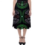 Fractal Green Black 3d Art Floral Pattern Classic Midi Skirt