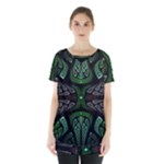 Fractal Green Black 3d Art Floral Pattern Skirt Hem Sports Top