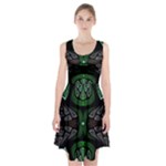 Fractal Green Black 3d Art Floral Pattern Racerback Midi Dress