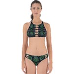 Fractal Green Black 3d Art Floral Pattern Perfectly Cut Out Bikini Set