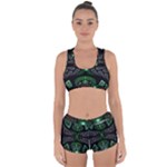 Fractal Green Black 3d Art Floral Pattern Racerback Boyleg Bikini Set
