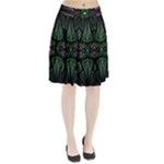 Fractal Green Black 3d Art Floral Pattern Pleated Skirt