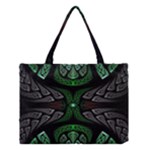 Fractal Green Black 3d Art Floral Pattern Medium Tote Bag