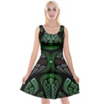 Fractal Green Black 3d Art Floral Pattern Reversible Velvet Sleeveless Dress