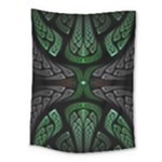 Fractal Green Black 3d Art Floral Pattern Medium Tapestry