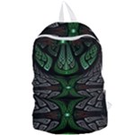 Fractal Green Black 3d Art Floral Pattern Foldable Lightweight Backpack