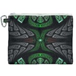 Fractal Green Black 3d Art Floral Pattern Canvas Cosmetic Bag (XXL)
