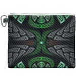 Fractal Green Black 3d Art Floral Pattern Canvas Cosmetic Bag (XXXL)