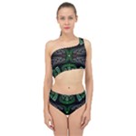 Fractal Green Black 3d Art Floral Pattern Spliced Up Two Piece Swimsuit