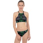 Fractal Green Black 3d Art Floral Pattern Halter Bikini Set