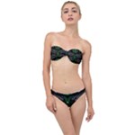 Fractal Green Black 3d Art Floral Pattern Classic Bandeau Bikini Set