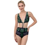 Fractal Green Black 3d Art Floral Pattern Tied Up Two Piece Swimsuit