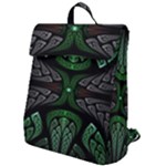 Fractal Green Black 3d Art Floral Pattern Flap Top Backpack