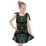 Fractal Green Black 3d Art Floral Pattern Kids  Tie Up Tunic Dress