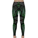 Fractal Green Black 3d Art Floral Pattern Lightweight Velour Classic Yoga Leggings
