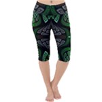 Fractal Green Black 3d Art Floral Pattern Lightweight Velour Cropped Yoga Leggings