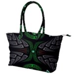 Fractal Green Black 3d Art Floral Pattern Canvas Shoulder Bag