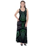 Fractal Green Black 3d Art Floral Pattern Sleeveless Velour Maxi Dress