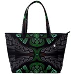 Fractal Green Black 3d Art Floral Pattern Back Pocket Shoulder Bag 