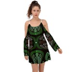 Fractal Green Black 3d Art Floral Pattern Boho Dress