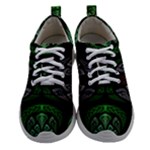 Fractal Green Black 3d Art Floral Pattern Women Athletic Shoes