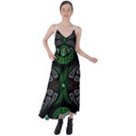 Fractal Green Black 3d Art Floral Pattern Tie Back Maxi Dress