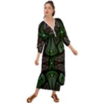 Fractal Green Black 3d Art Floral Pattern Grecian Style  Maxi Dress