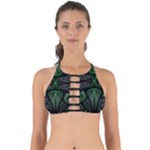 Fractal Green Black 3d Art Floral Pattern Perfectly Cut Out Bikini Top