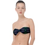 Fractal Green Black 3d Art Floral Pattern Classic Bandeau Bikini Top 
