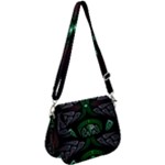 Fractal Green Black 3d Art Floral Pattern Saddle Handbag