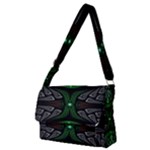 Fractal Green Black 3d Art Floral Pattern Full Print Messenger Bag (M)