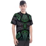 Fractal Green Black 3d Art Floral Pattern Men s Polo T-Shirt