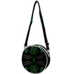 Fractal Green Black 3d Art Floral Pattern Crossbody Circle Bag