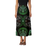 Fractal Green Black 3d Art Floral Pattern Classic Midi Chiffon Skirt