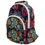 Floral Fractal 3d Art Pattern Rounded Multi Pocket Backpack
