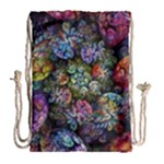 Floral Fractal 3d Art Pattern Drawstring Bag (Large)